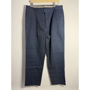 Dockers Mens Navy Classic Fit Pleated No Wrinkle Twill Pants W38 L32